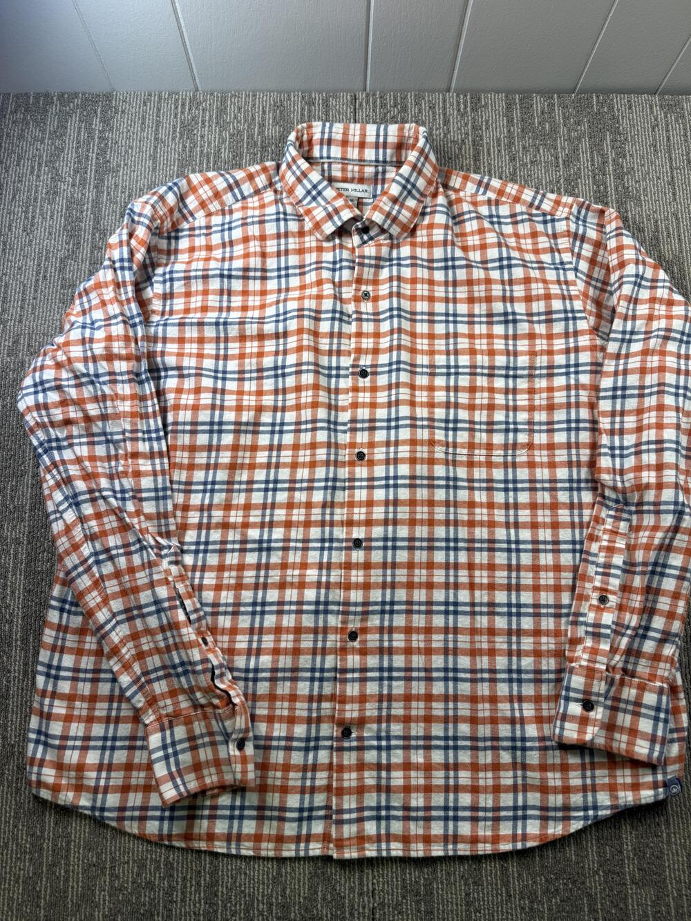 Peter Millar Shirt Mens XL Multicolor Plaid Flannel Long Sleeve Button Down